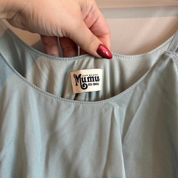 NWT Show Me Your MuMu Caitlin Ruffle Maci Dress In Silver Sage Crisp Size XXS - Picture 5 of 9